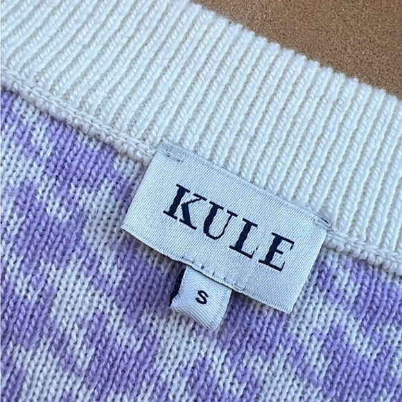 KULE Houndstooth Lilac Preppy Feminine Sweater size Small - Picture 4 of 9